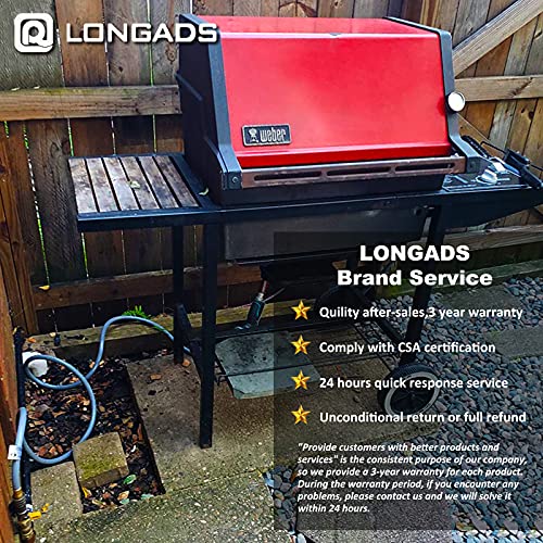 LONGADS 3/8 inch Natural Gas Hose with Quick Connect, Propane to Natural Gas Conversion Kit for Grill, Natural Gas Line Hose for Smoker, Patio Heater, Generator and Fire Pit - CSA Certified (12ft)