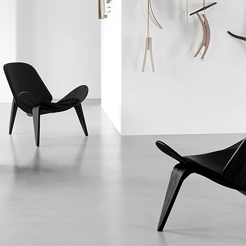 Miniatura 5 de OAKHAM Silla moderna de mediados de siglo,Silla de cuero PU,Sillas laterales para sala de estar, Silla de salón de concha, muebles escandinavos