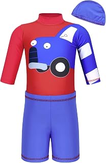 Toddler Baby Boys One Piece Swimsuit Set Short Sleeve Sunsuit UPF 50+ Protection Rash Guard Bathing Suit Swimwear