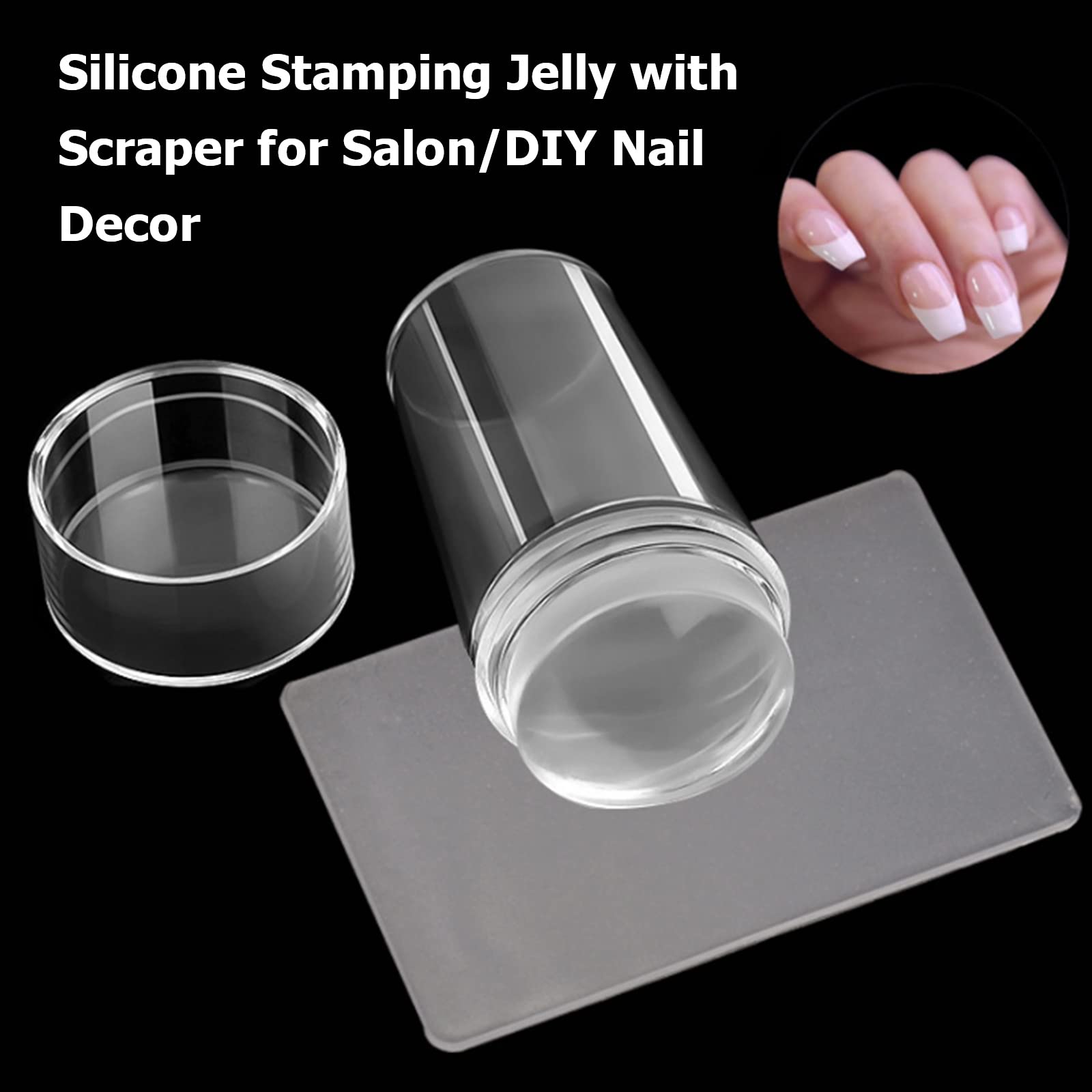 Dwustronny stempel do zdobienia paznokci ze skrobakiem przezroczysty silikonowy tłoczony galaretka przezroczysty widoczny korpus bez zgubienia do salonu DIY Decor
