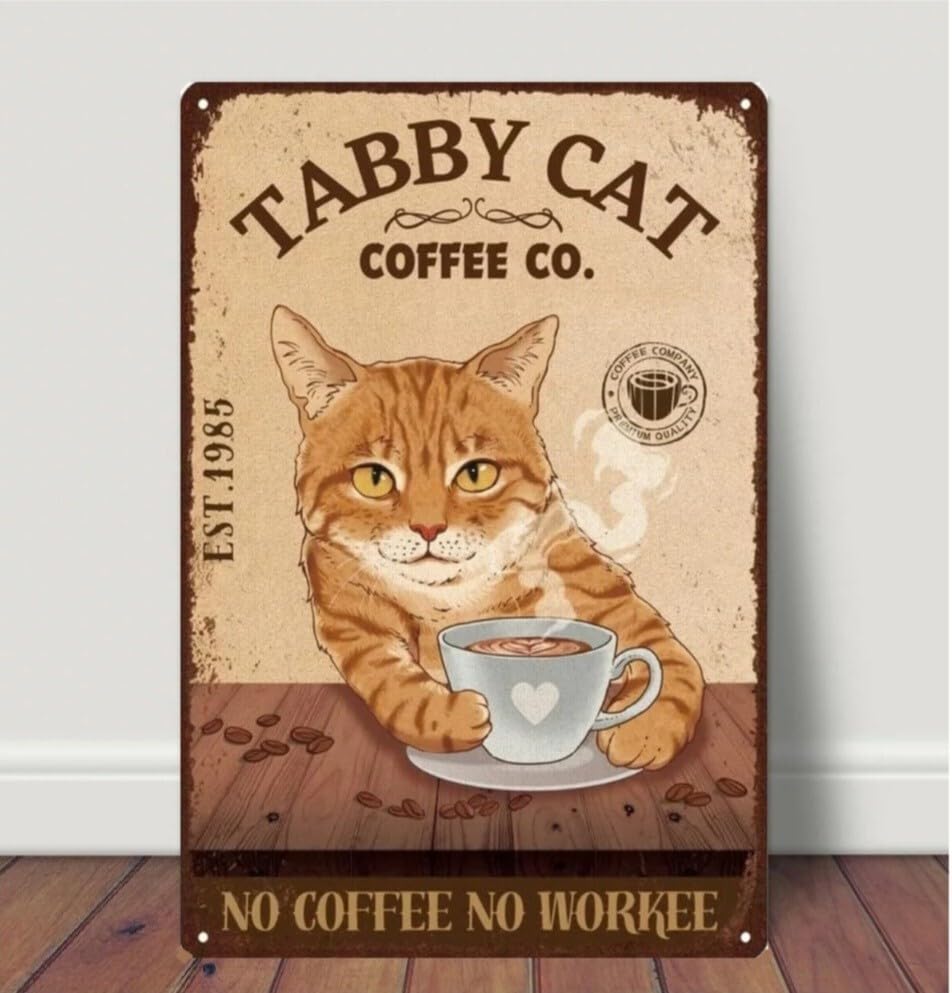 Amazon.co.jp: ブリキ看板 HANAKO レトロ 猫の看板 トラ猫 茶トラ 猫