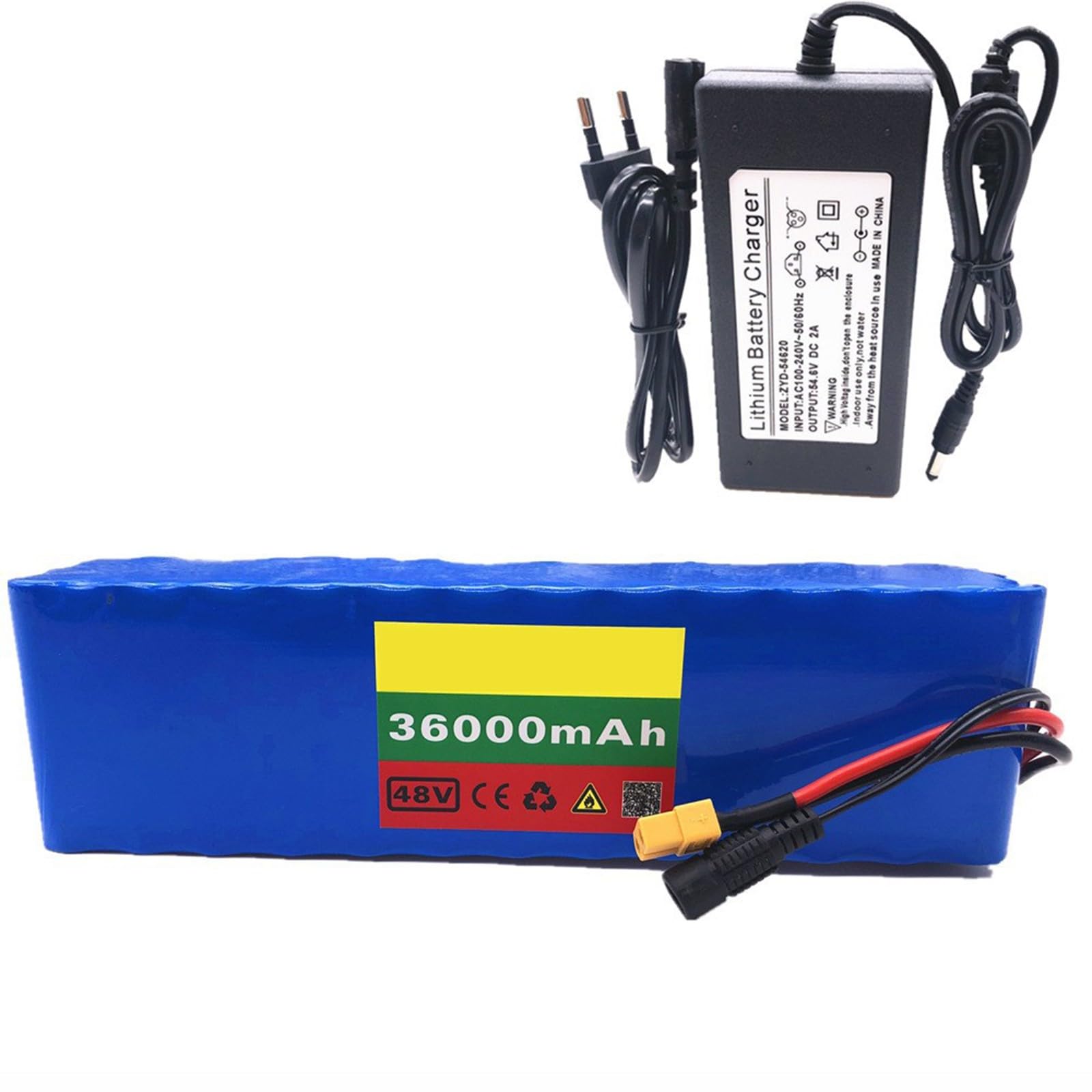 Batteria Al Litio Per Bici Elettrica Da 48V 36AH Batterie A Lunga Durata Per Scooter Elettrici 13S3P Batteria Per Monopattino Pieghevole Con Caricabatterie 48V,XT60+SM