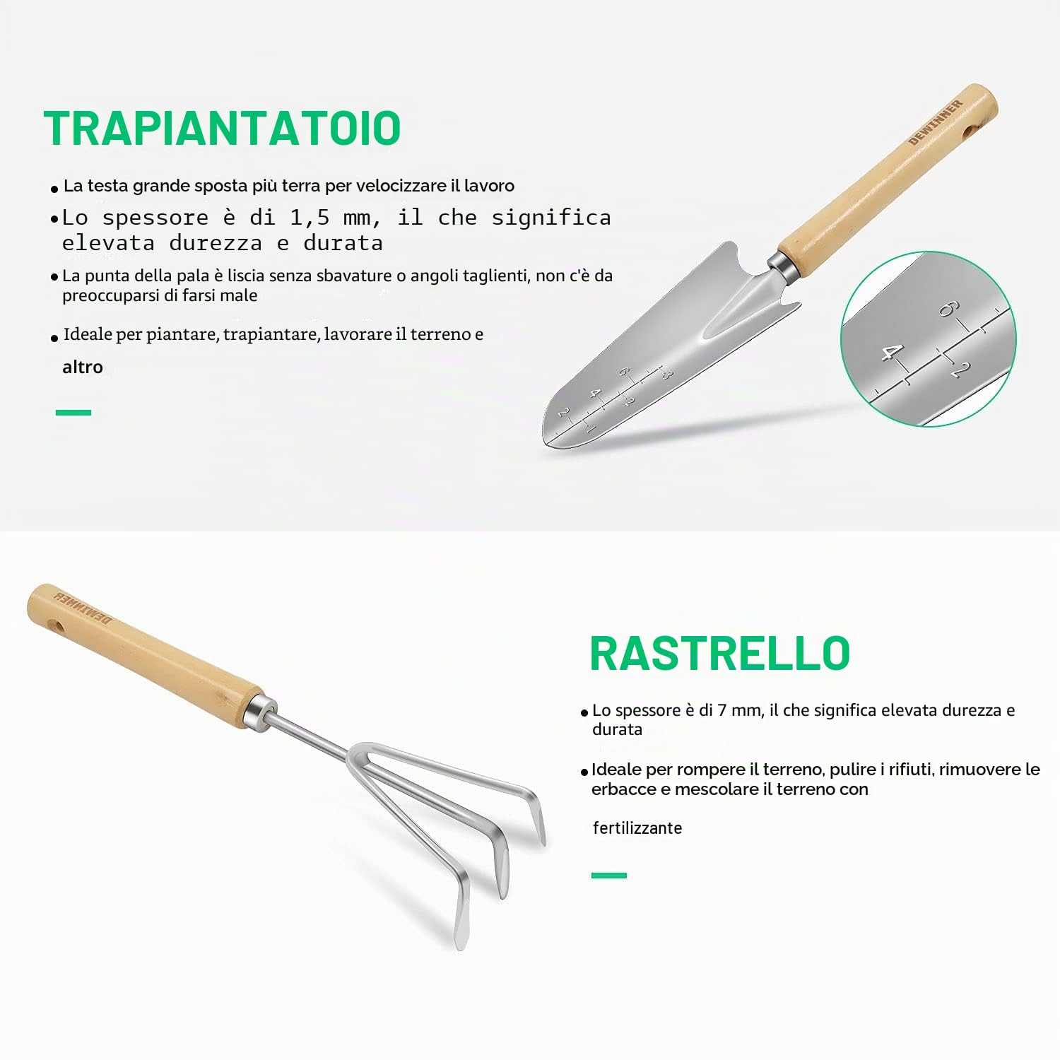 Attrezzi da Giardino Set, DEWINNER 23 PCS Giardinaggio Kit con Borsa Utensili, Impugnatura Ergonomica da Regali, Guanti da Impermeabile