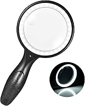 Magnifying Glass with Light, 60X 30X Handheld Magnifier Reading Magnifier with 33 LED Light, USB Charging Magnifying Glass, 3 Modes Magnifying Glass, High Clarity & Lightweight for Seniors, Children, Jewelers, Hobbies (Black)