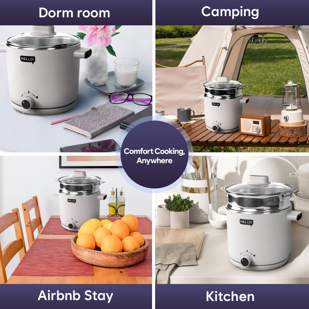 Amazon.com: HELLO Electric Multi Cooking Pot 1.5L with Steamer