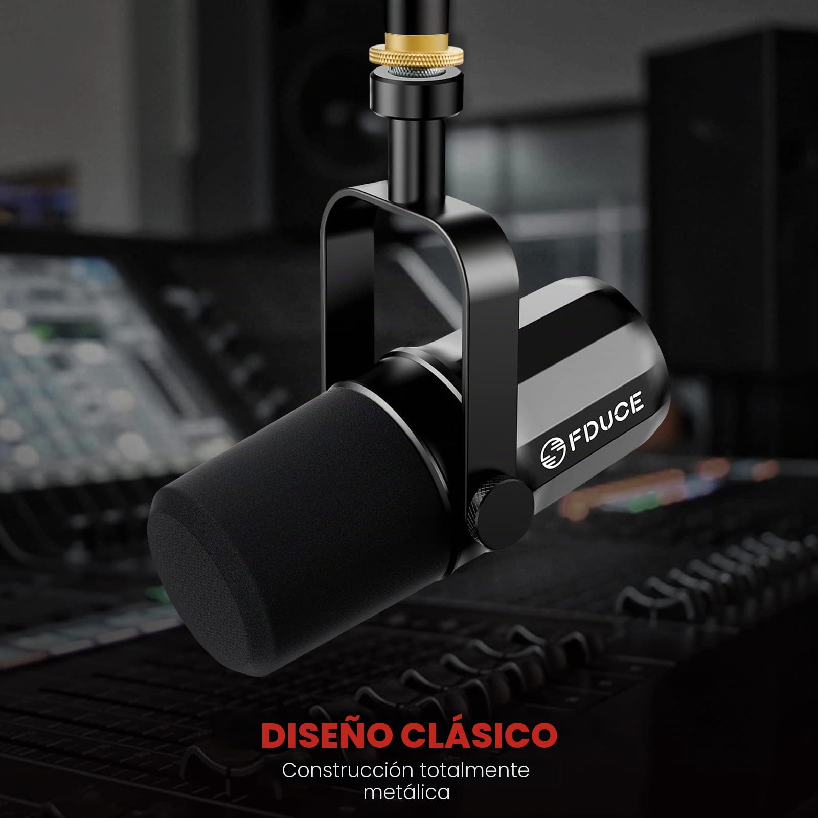FDUCE SL40X XLR Micrófono dinámico para grabación Vocal, podcasting, Juegos, transmisión en Vivo y transmisión, micrófono cardioide Completamente metálico, tecnología de Aislamiento de Voz - Negro