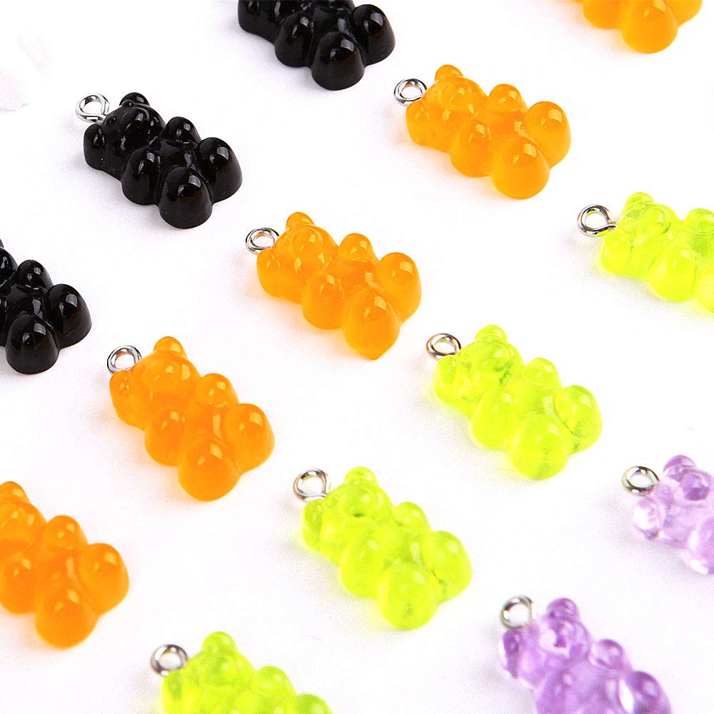 chenyu 45 Stück Bären Anhänger Farbverlauf Candy Rubber Charms Bär für DIY Making / 9 Farben