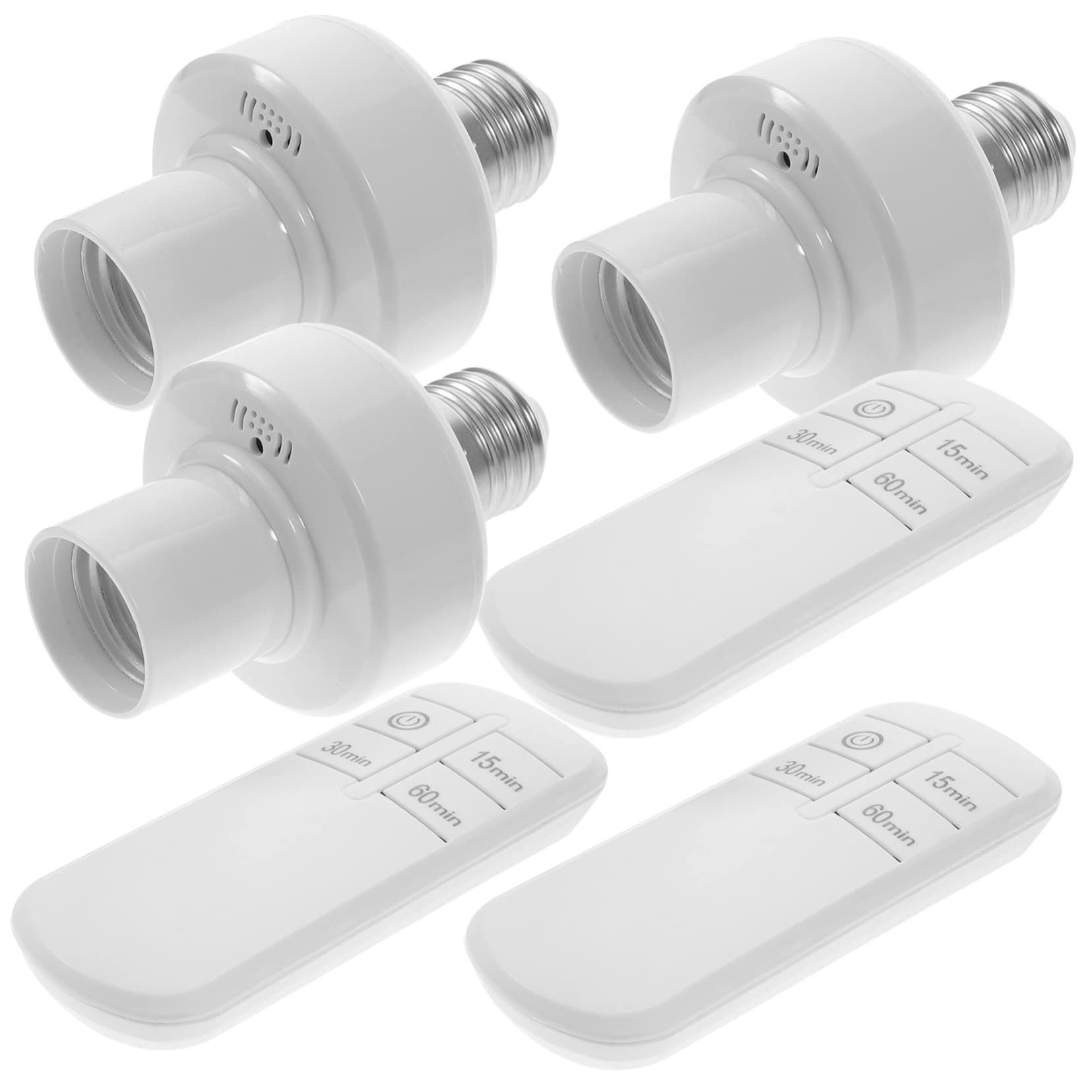 OSALADI Remote Control Light Socket 3-Pack E27 Bulb Base Wireless Light Switch with Timer Function for Indoor Lamps Compatible with Led Incandescent and Energy-Saving Bulbs