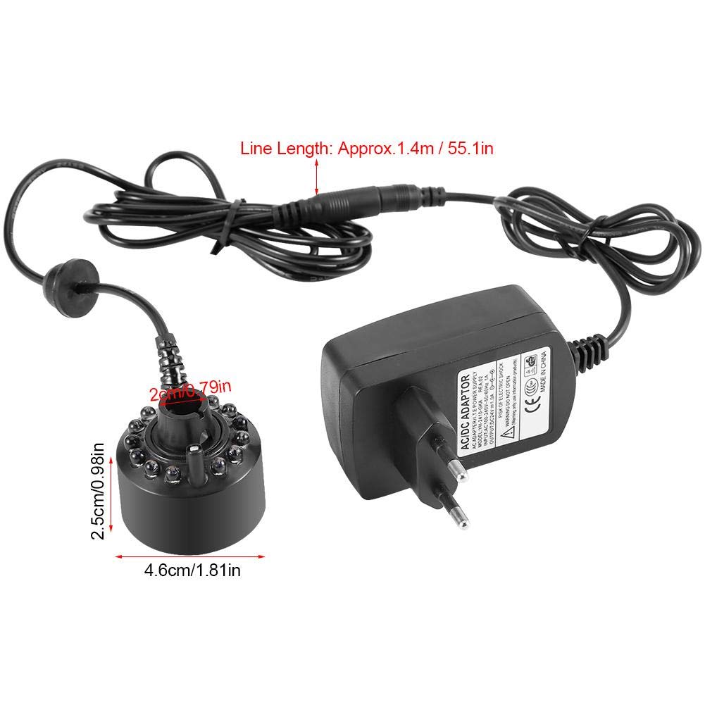 Haofy Atomizzatore per Creatore di Nebulizzazione d'Acqua 12LED - Adatto per Serbatoi di Piscine da Interno [EU Plug]