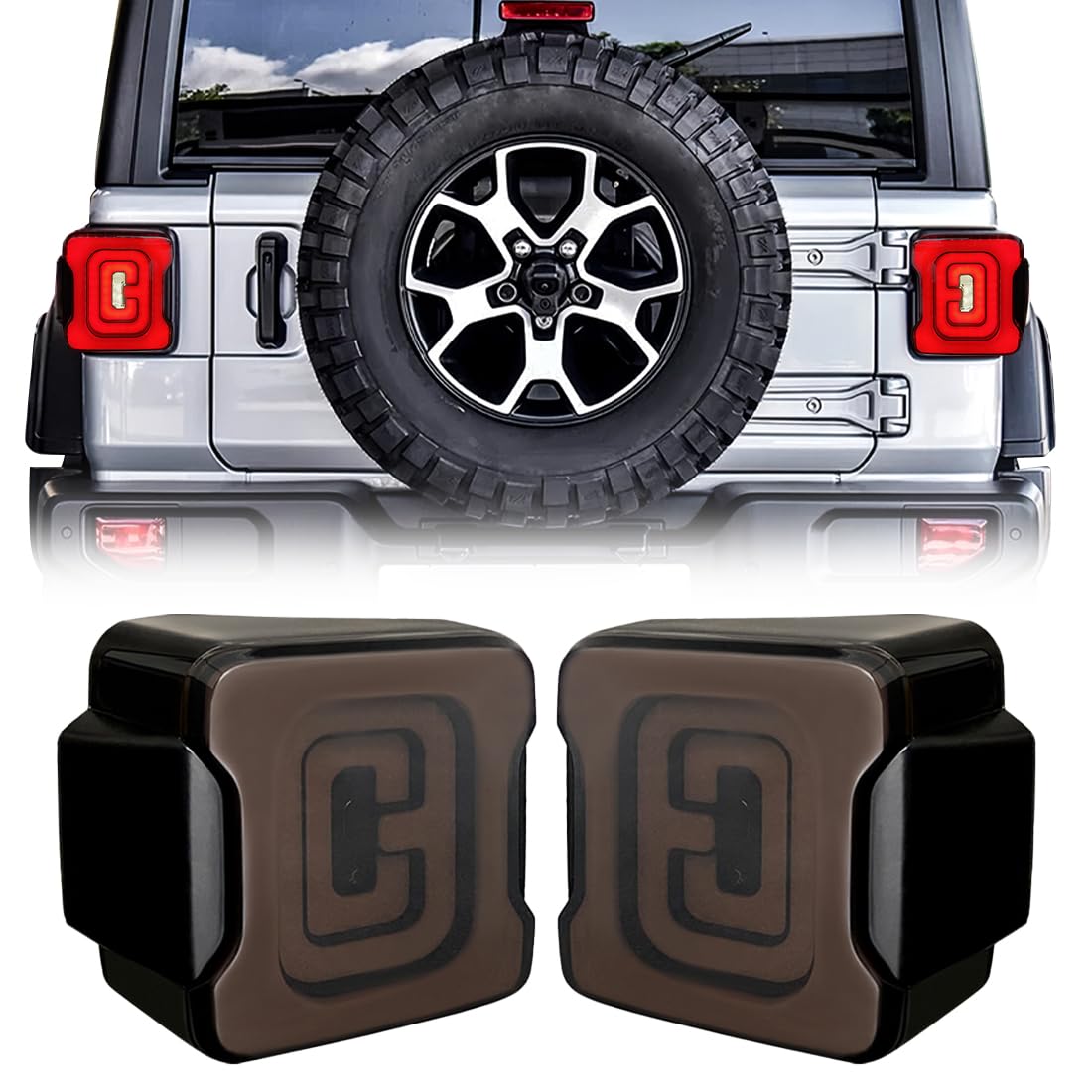 EOMD Smoked Cover Tunnel Tail Light Compatible with 07-18 Jeep Wrangler JK/JKU