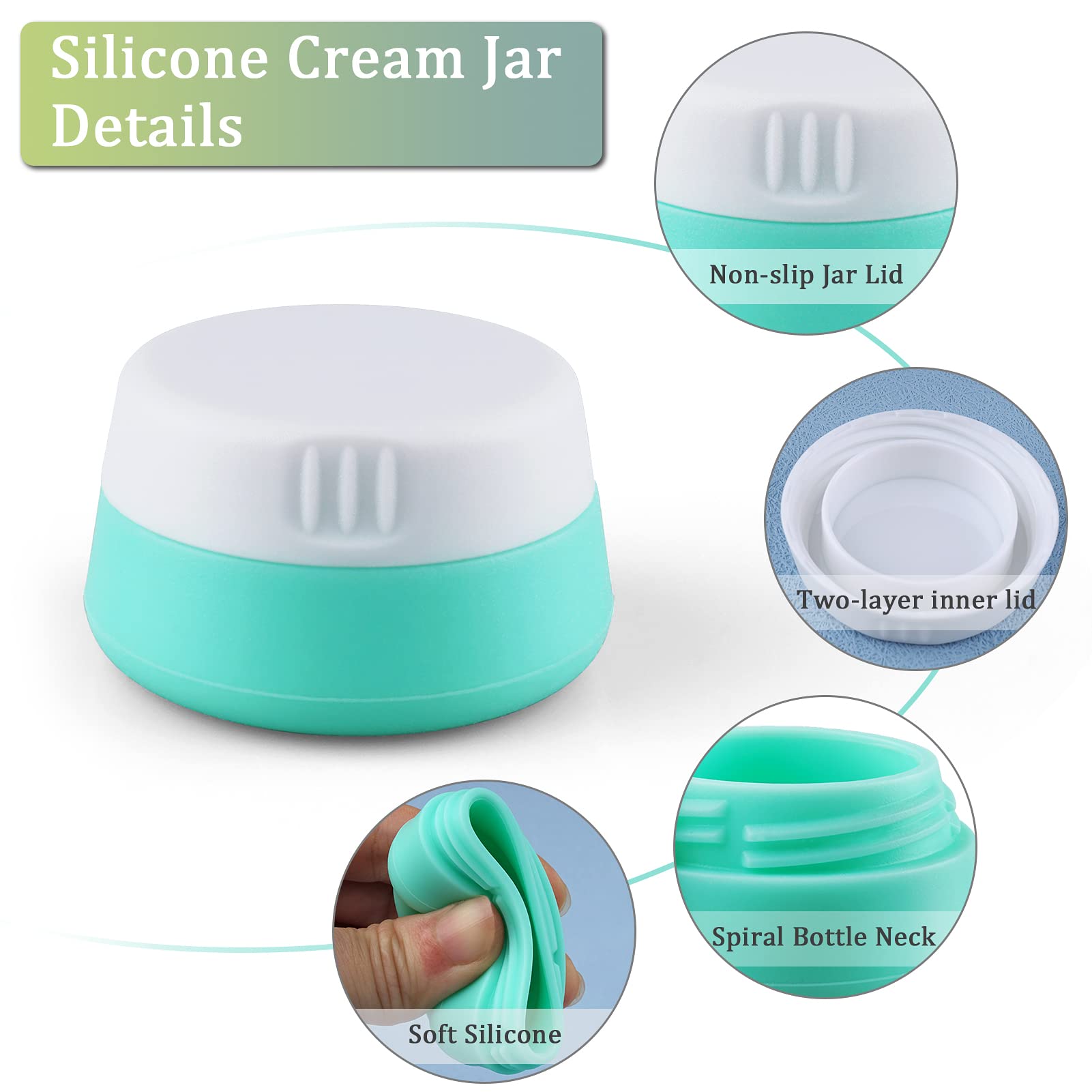 Cosywell Travel Containers for Toiletries 20ml/0.7oz TSA Approved Silicone Cream Jars Refillable Leak-proof Travel Size Containers Toiletry Bottles with Lid for Lotion Cosmetic Makeup Body Cream