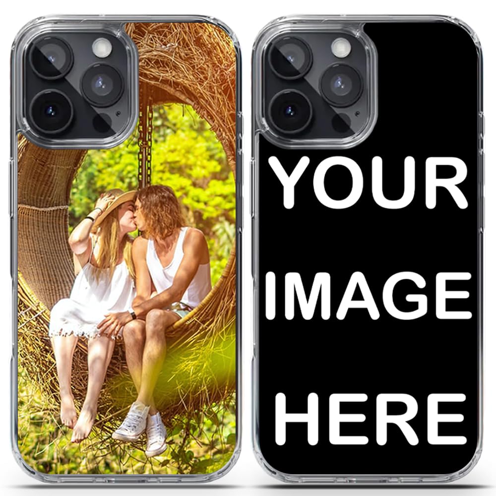 MUNDAZE Custom Phone Case for iPhone 17 16 15 14 13 12 11 Pro Max XR Xs 6 7 8 Plus SE 2nd Gen, Personalized Picture Photo Case - Shockproof Heavy Duty Protective Cover Clear