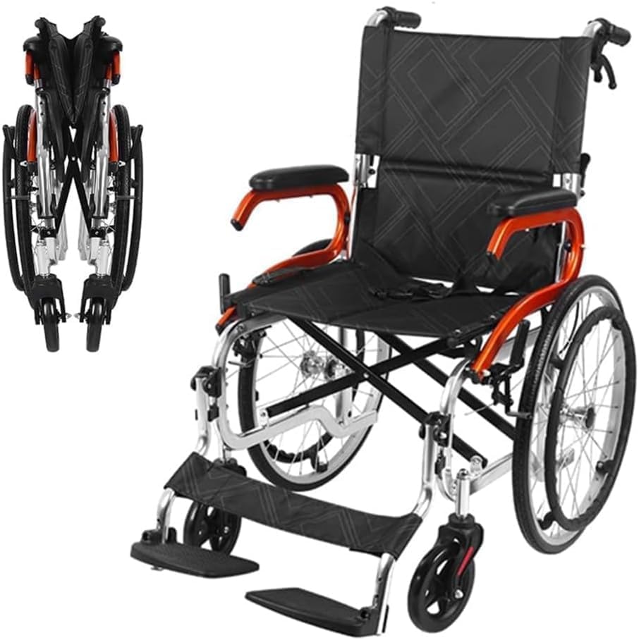 Ultra Light Wheelchair for Adult Elderly Portable Folding Transport Self-Propelled Wheelchair...