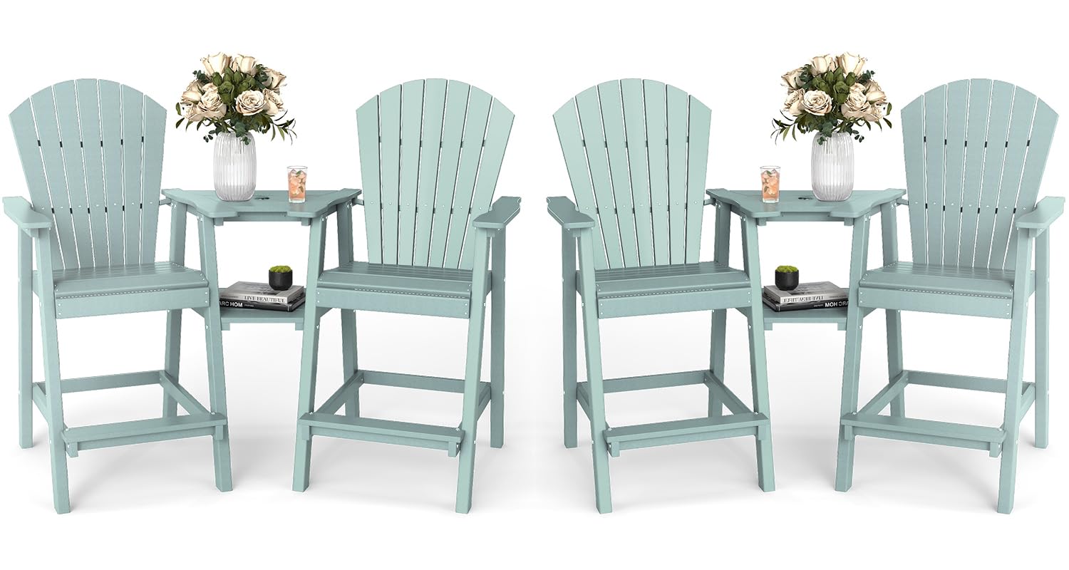 FOOWIN Tall Adirondack Chair Set of 4 in Aruba Blue