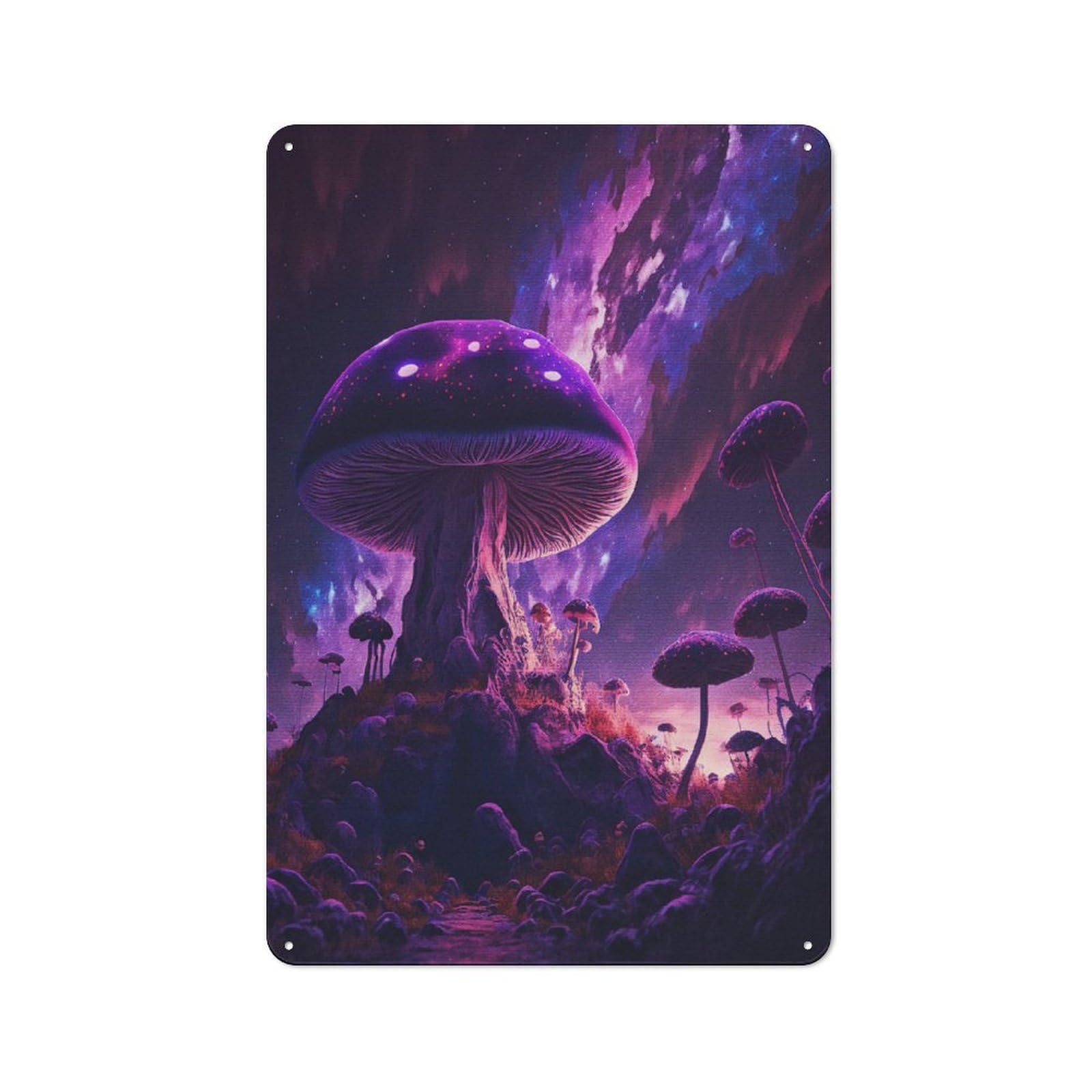 Junmoney Style-9 For Hobby Room Or Studio, Space Forest Mushroom Rustic Tin Wall Plaque 30X20cm, For Vintage Wall Decor Fans, For Metal Sign Collectors