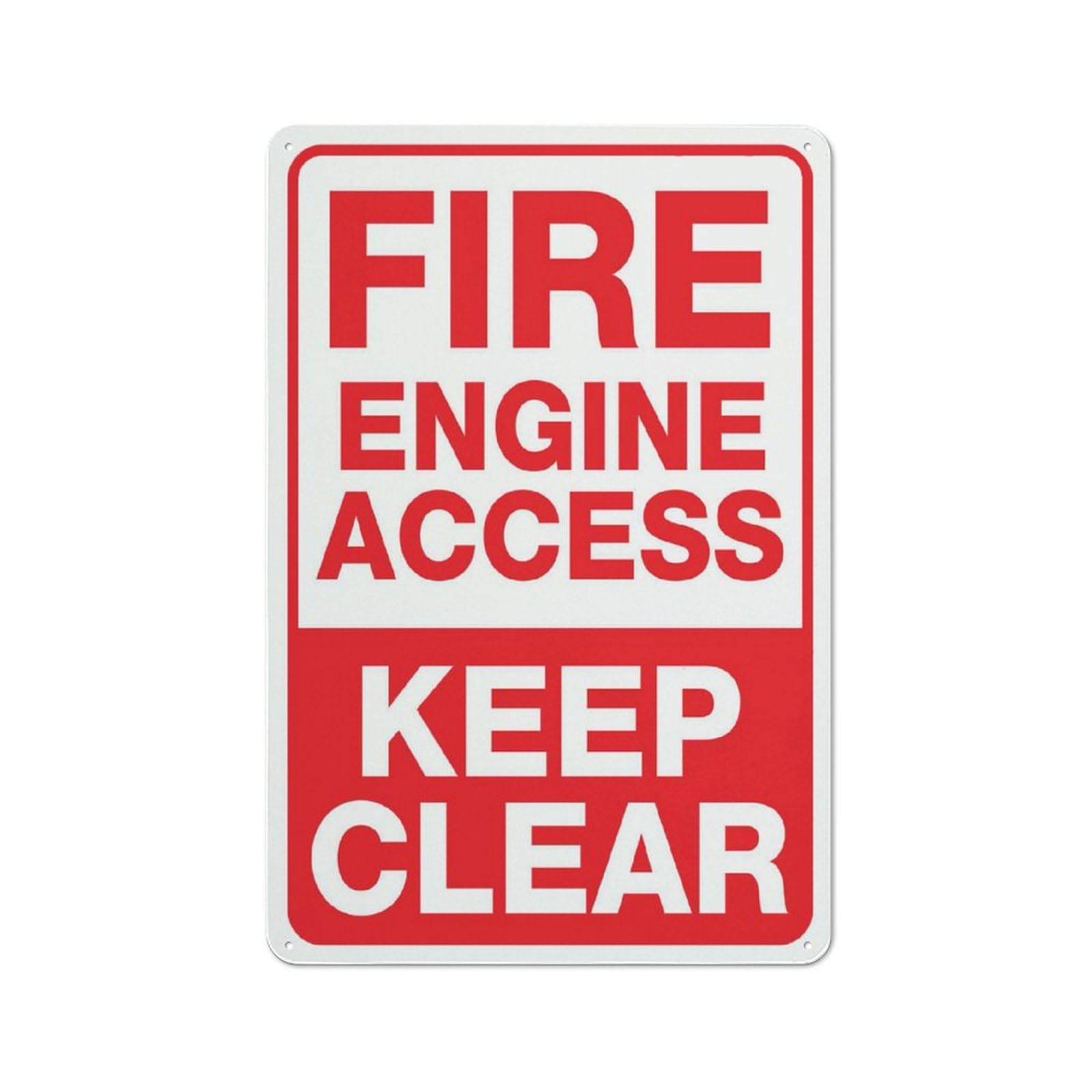 Fire Engine Access Keep Clear Sign 12”X8” Metal Signs Aluminum Sign Pre-Drilled Holes For Easy Mounting Indoor Or Outdoor Use For Fence Door Or Gate