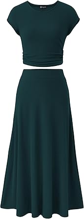 PRETTYGARDEN Two Piece Skirt Set for Women 2025 Summer Spring Dressy Casual Knit Travel Vacation Matching Lounge Outfits