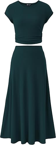 PRETTYGARDEN Two Piece Skirt Set for Women 2025 Summer Spring Dressy Casual Knit Travel Vacation Matching Lounge Outfits