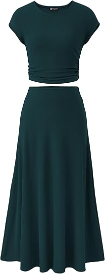PRETTYGARDEN Two Piece Skirt Set for Women 2025 Summer Spring Dressy Casual Knit Travel Vacation Matching Lounge Outfits