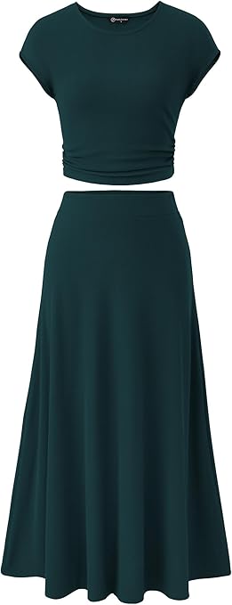 PRETTYGARDEN Two Piece Skirt Set for Women 2025 Summer Spring Dressy Casual Knit Travel Vacation Matching Lounge Outfits