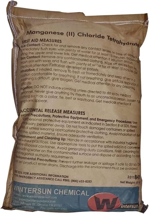 Manganese (II) Chloride Tetrahydrate [MnCl2.4H2O] [CAS_13446-34-9] 98+%, Crystal (50 lb Bag) by Wintersun Chemical