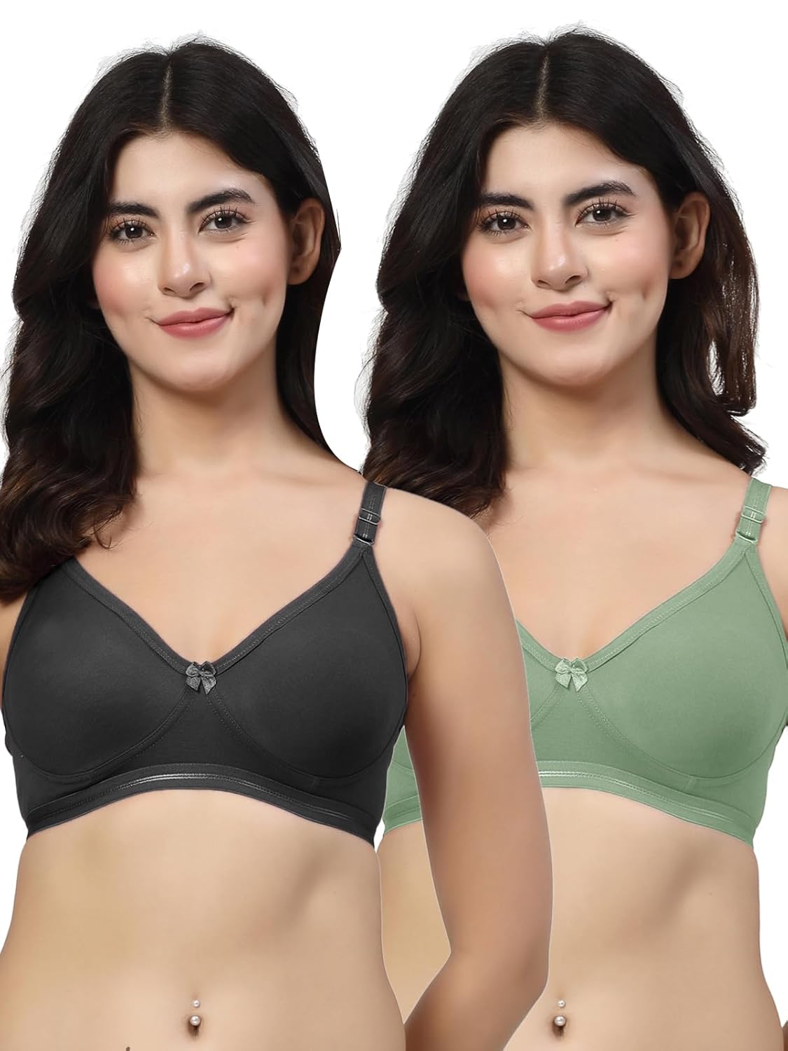 Lily Black, LightGreen Wirefree Seamless Non Padded Minimizer T-Shirt Bra Lily Black, LightGreen Wirefree Seamless Non Padded Minimizer T-Shirt Bra