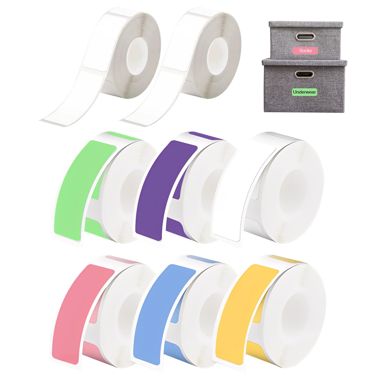 Guttiuaa 8 Rolls Self Adhesive Label Maker Tape, 12x40mm Thermal Labels Printer Sticker Paper for Home, Shcool, Office