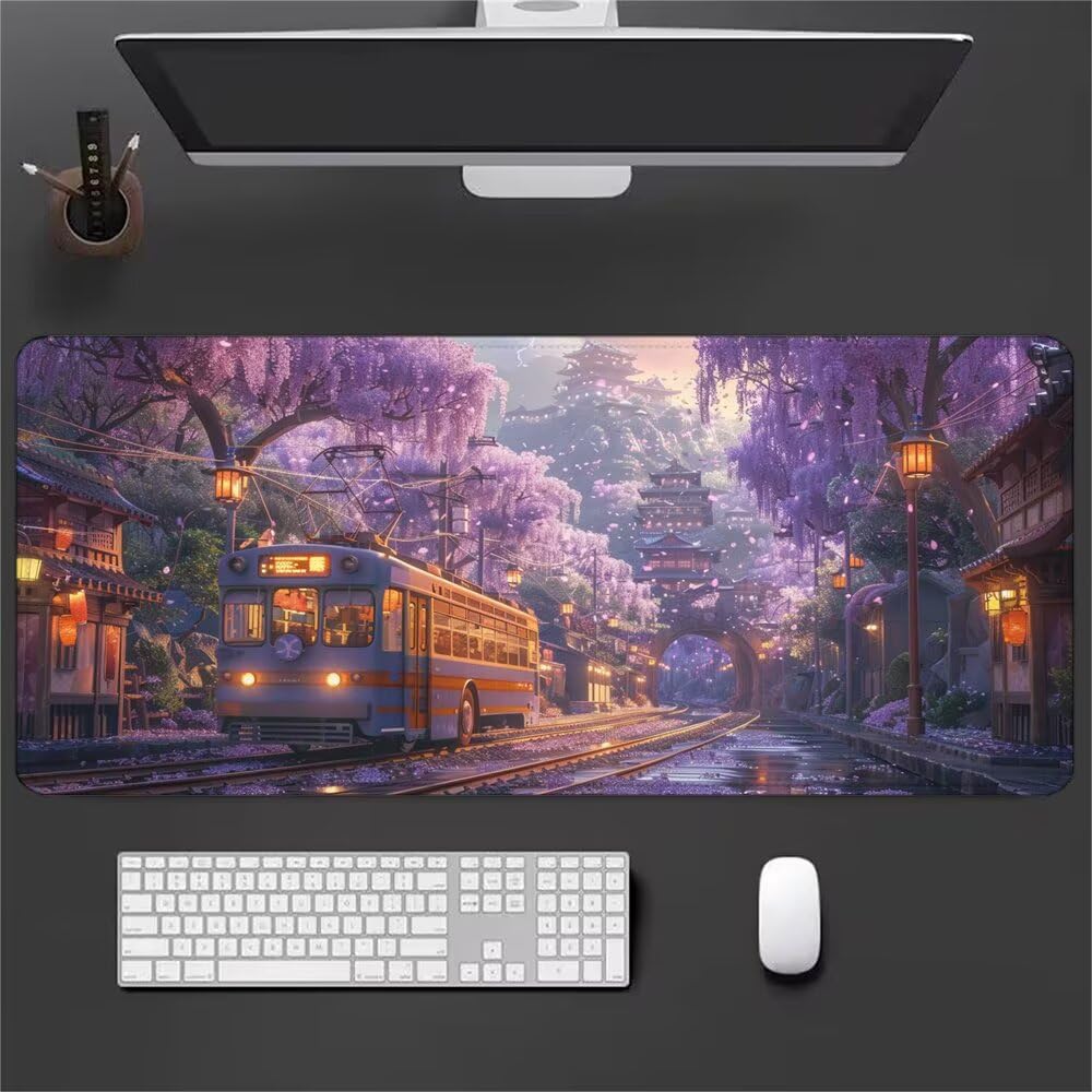 Giappone Tappetino Mouse XXL 1000x500x3mm, Gaming Tappetino Mouse Treno Mousepad con Base in Impermeabile Gomma Antiscivolo per Tastiera Computer Ufficio Idea Regalo Festa del Papà e Compleanno X-850