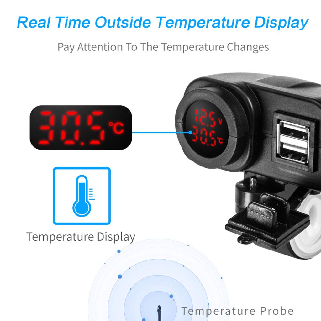 Cargador USB Para Motocicleta LaBlanc De 12 V Y 5 V Para Motocicleta De 21 A Y 12 V Con Voltimetro Led Y Termometro 87609316