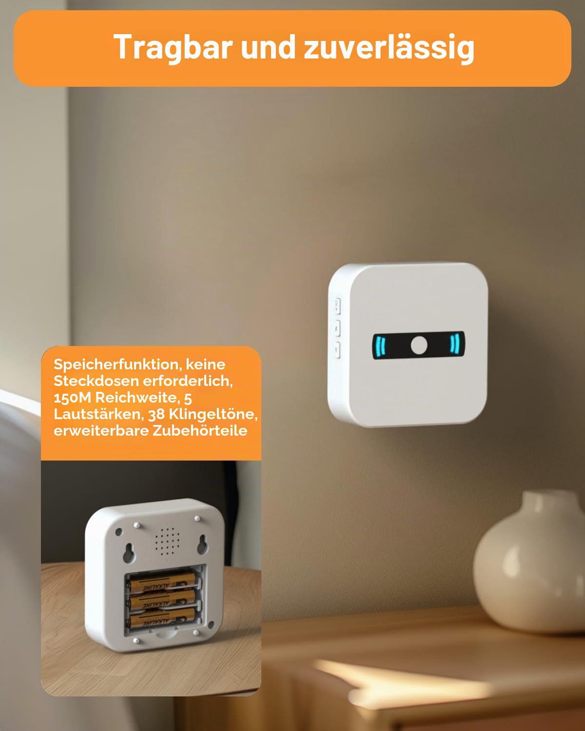 Daytech WiFi Tuya Notrufknopf für Senioren, Hausnotruf mit Notrufarmband für die häusliche Pflege Notfall Armband Senioren für Pflegebedürftige, Geduldig, Älterer Mann (2xEmpänger+1xSender)
