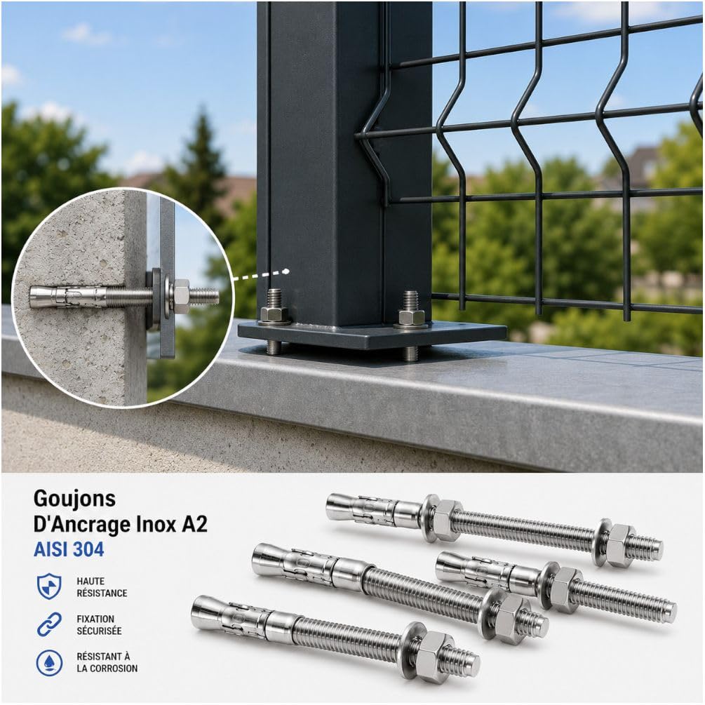 25 Goujons d'Ancrage M10 x 120mm (D. 10 mm) Inox A2 AISI 304 - D-Work