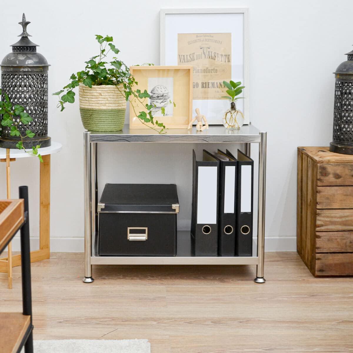 shelfr Edelstahl Regal bis 60kg - 2 Ebenen Schwerlastregal Küche 61x36x50 - Metallregal Stahlregal Lastenregal 36 cm tief - Standregal Lagerregal Vorratsregal für Abstellraum Speisekammer Kellerregal