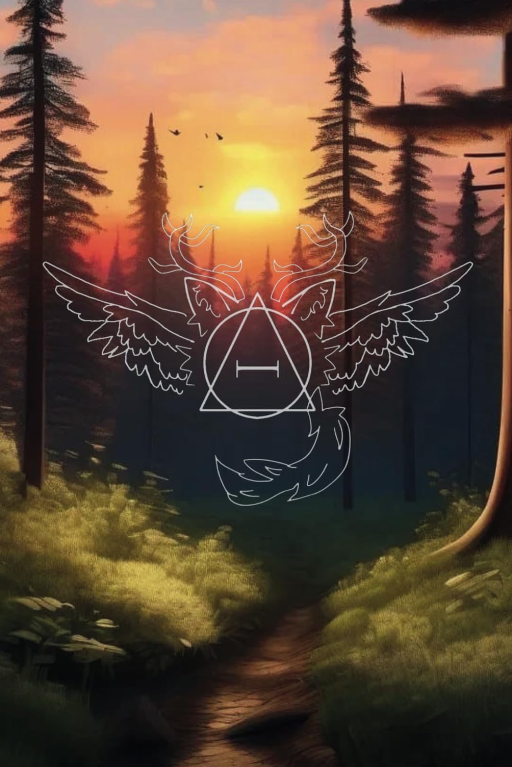 Alterhuman - Therian Notebook | Paperback Ruled Journal for Writing Drawing | Lined Daily Notes: Sunset in a Forest Cover | Subtle Therian Community Symbol