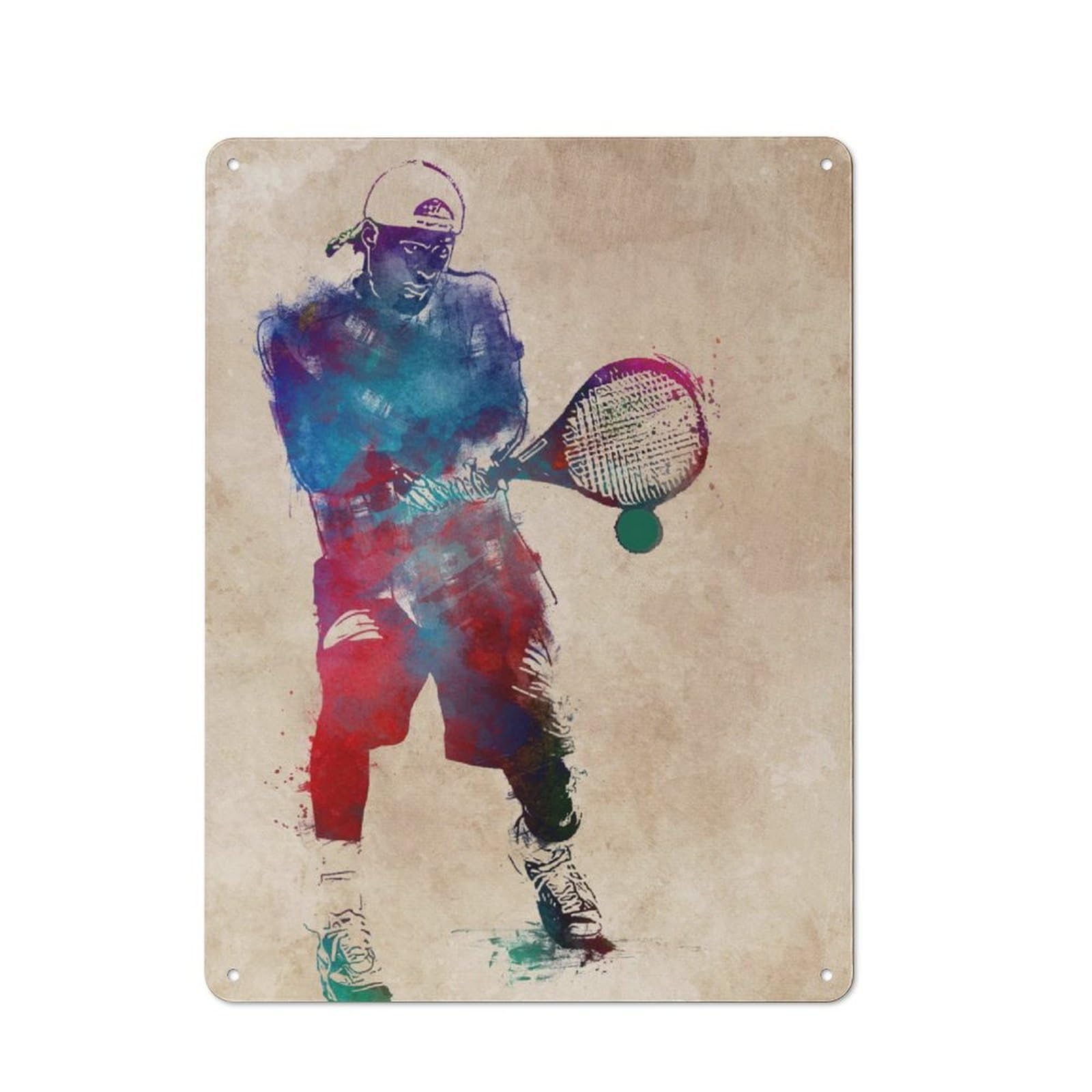 Junmoney Tennis Player Modern Retro Metal Wall Art Sign 40X30cm, Studio Wall Art For Modern Home, Workshop, Office Or Cafe