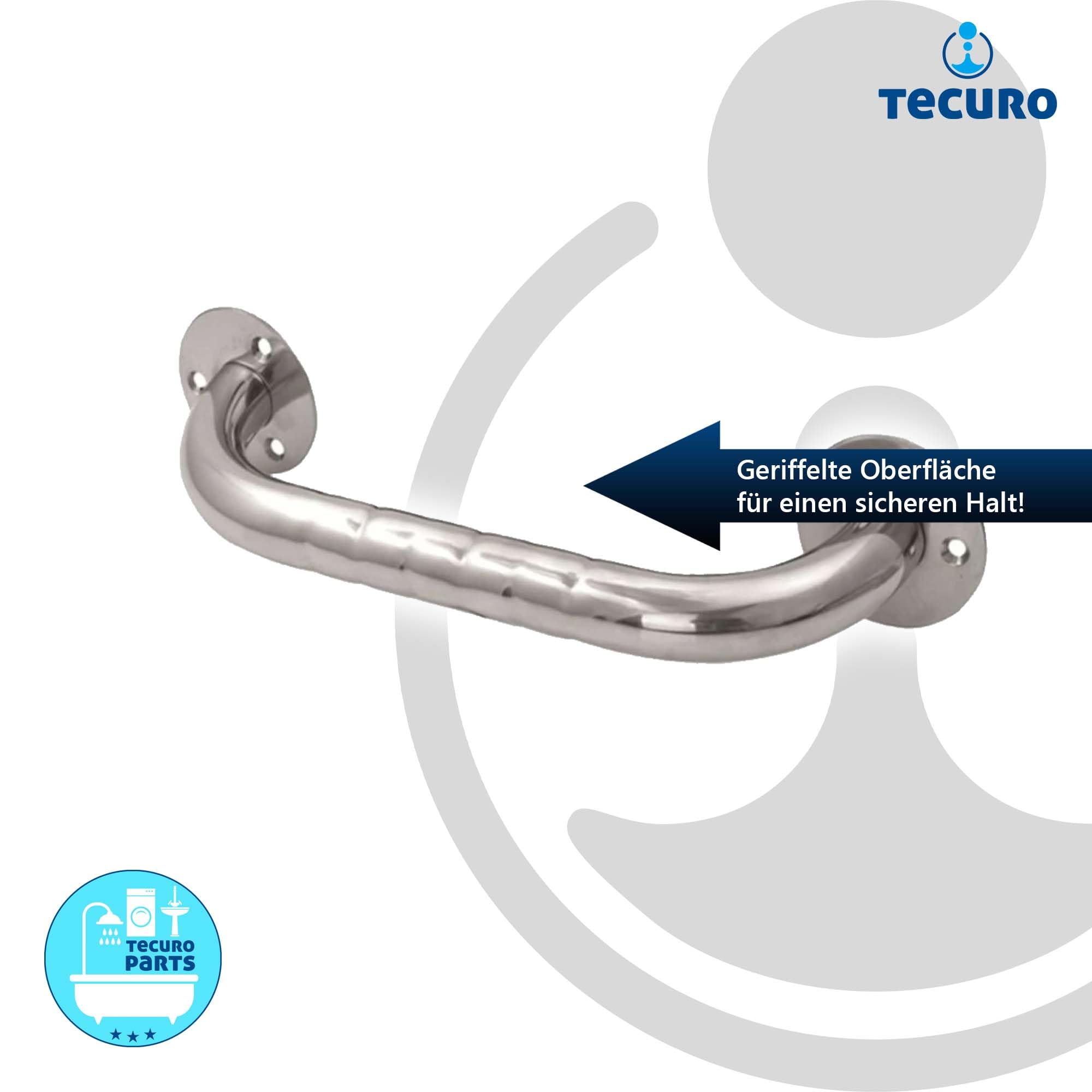 tecuro 1000 – 95001 – masywny uchwyt – różne długości – atest TÜV do 120 kg – odpowiedni dla osób niepełnosprawnych – stal szlachetna polerowana – do łazienki i WC długość 320 mm