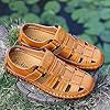 Moodeng Mens Sports Sandals Leather Closed Toe Outdoor Shoes Beach Summer Sandals for Hiking Trekking Breathable #3