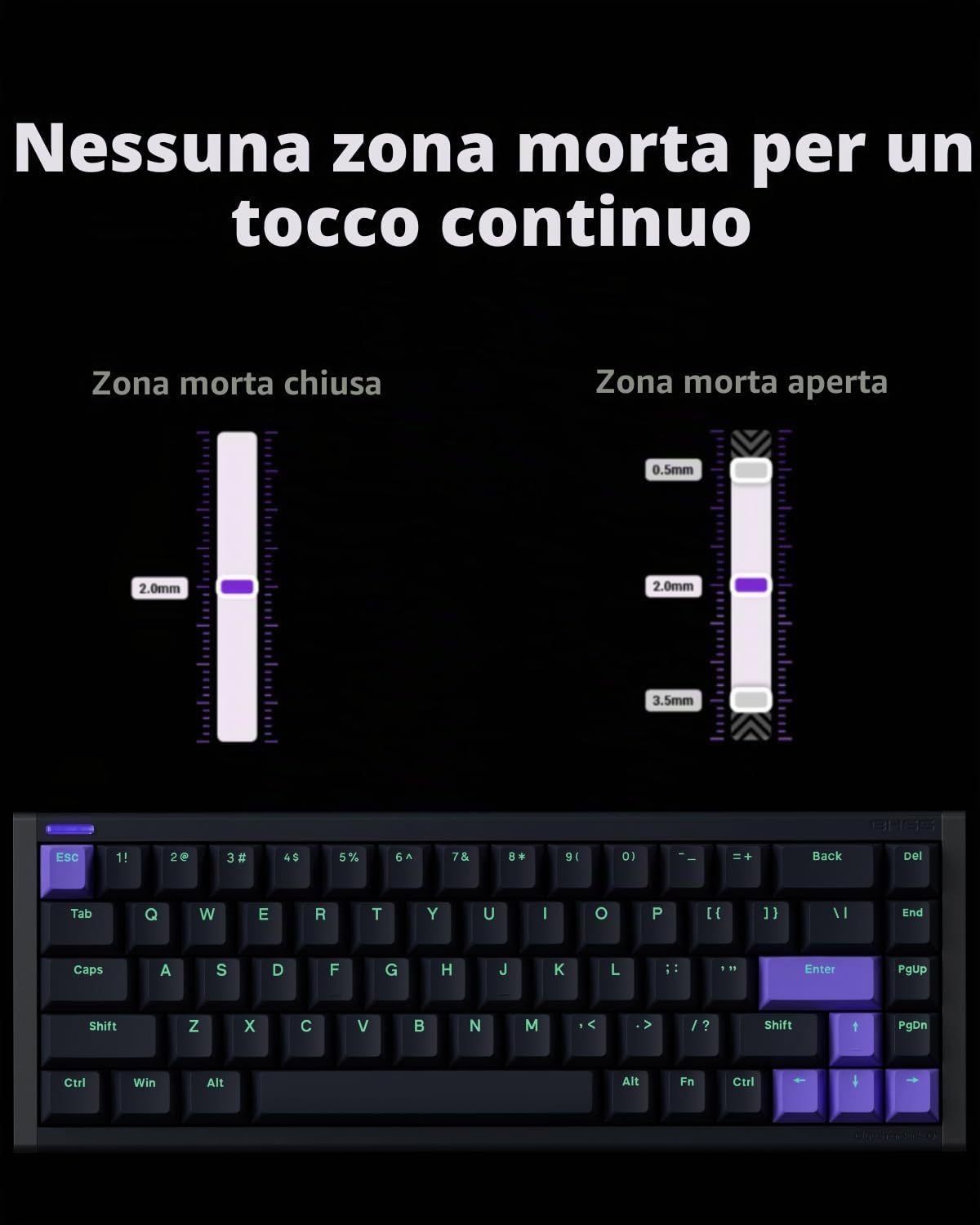 NuPhy X BH65 Tastiera da Gioco in Alluminio 68 Tasti RGB Rapido Trigger Cablato Personalizzato Hall Effect Tasti PBT, Punto di Controllo