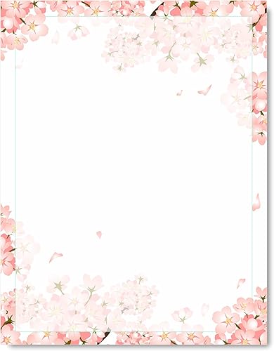 AnyDesign Paquete de 80 papeles de papel de papel de cerezo con membrete floral rosa, estilo primavera, papel de escritura, notas de felicitación