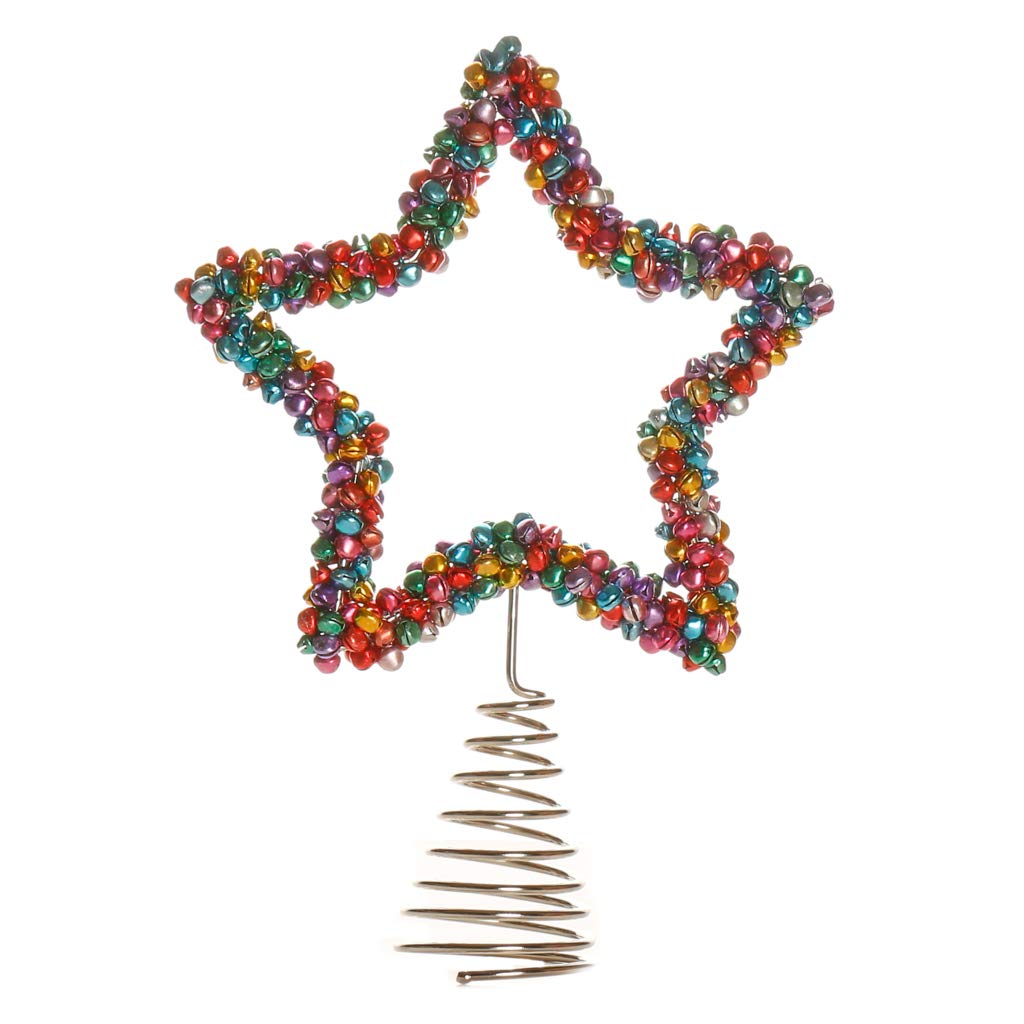 Rainbow Jingle Bell Christmas Star Tree Topper Decoration