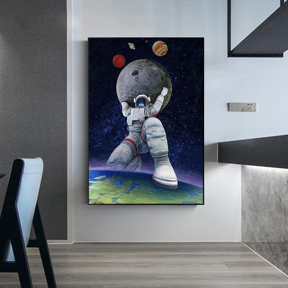 Amazon.co.jp: モダンアート 面白い宇宙飛行士 月と足を地球に