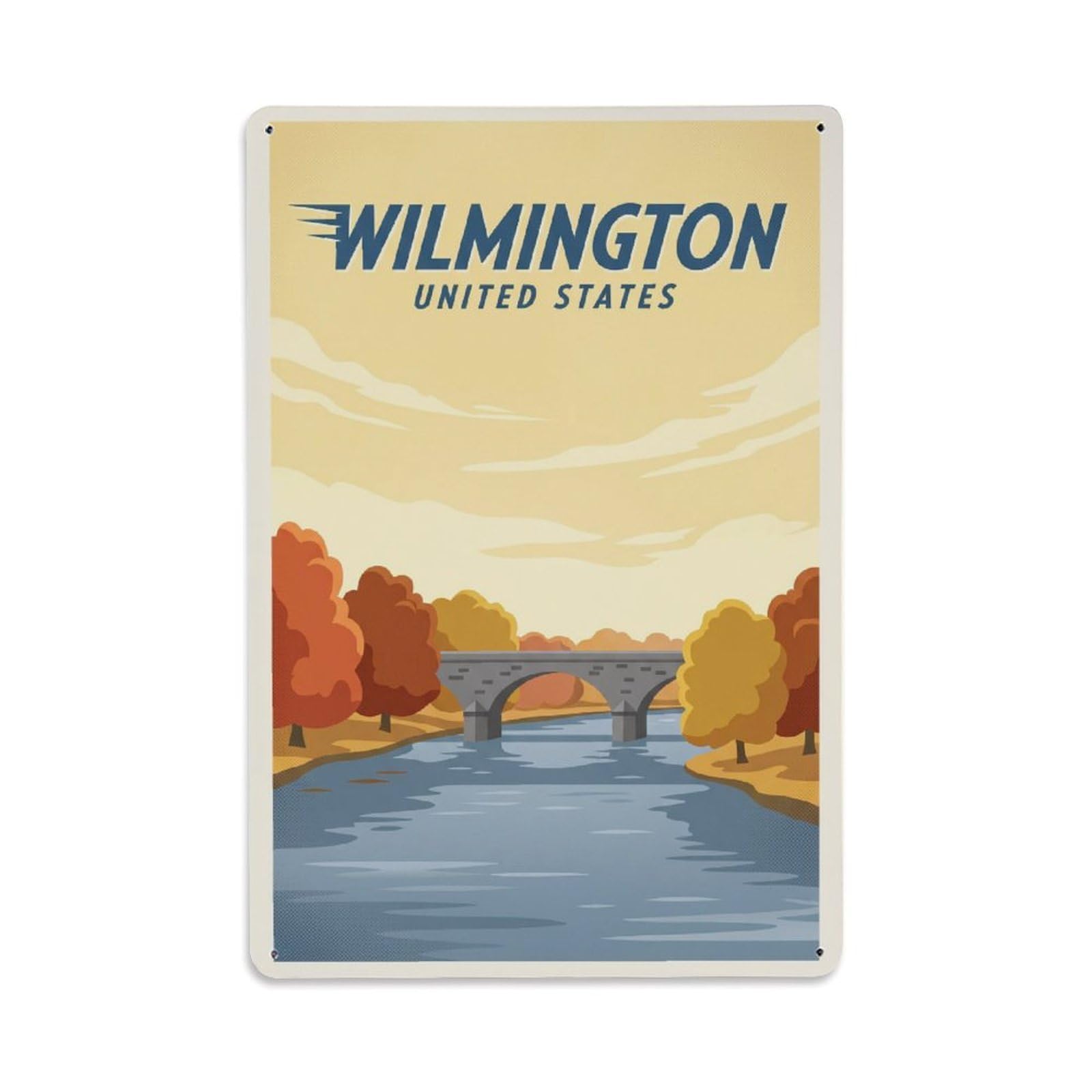 Xanthor Style Retro Travel Usa Wilmington Metal Tin Sign