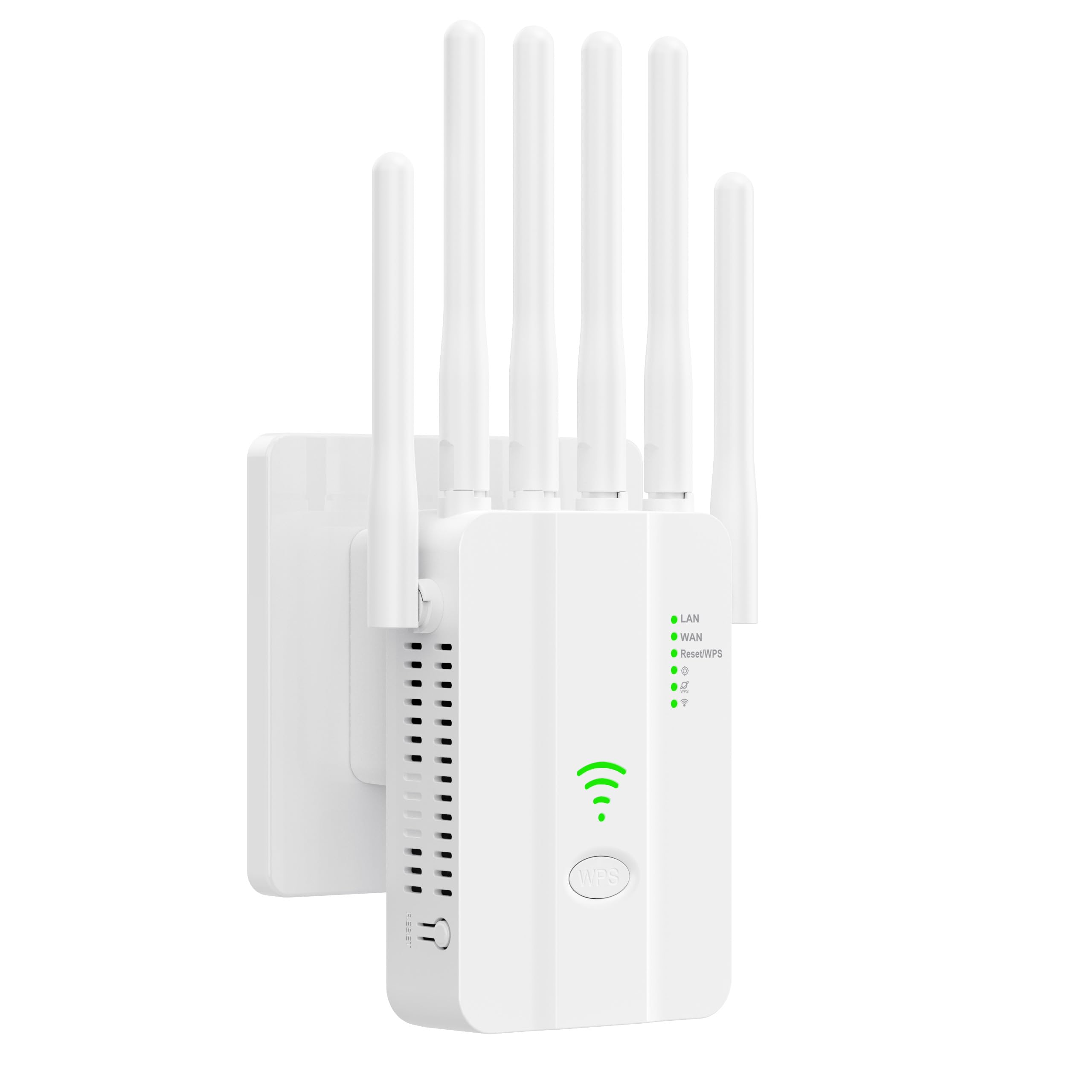 Repeteur WiFi Puissant, Amplificateur WiFi, Répéteur WiFi avec 6 Antennes, 2 Ports LAN, Modes (Répéteur, Routeur, AP), Couverture jusqu'à 3000 pi², pour la Maison et Le Bureau, Installation Facile - 2