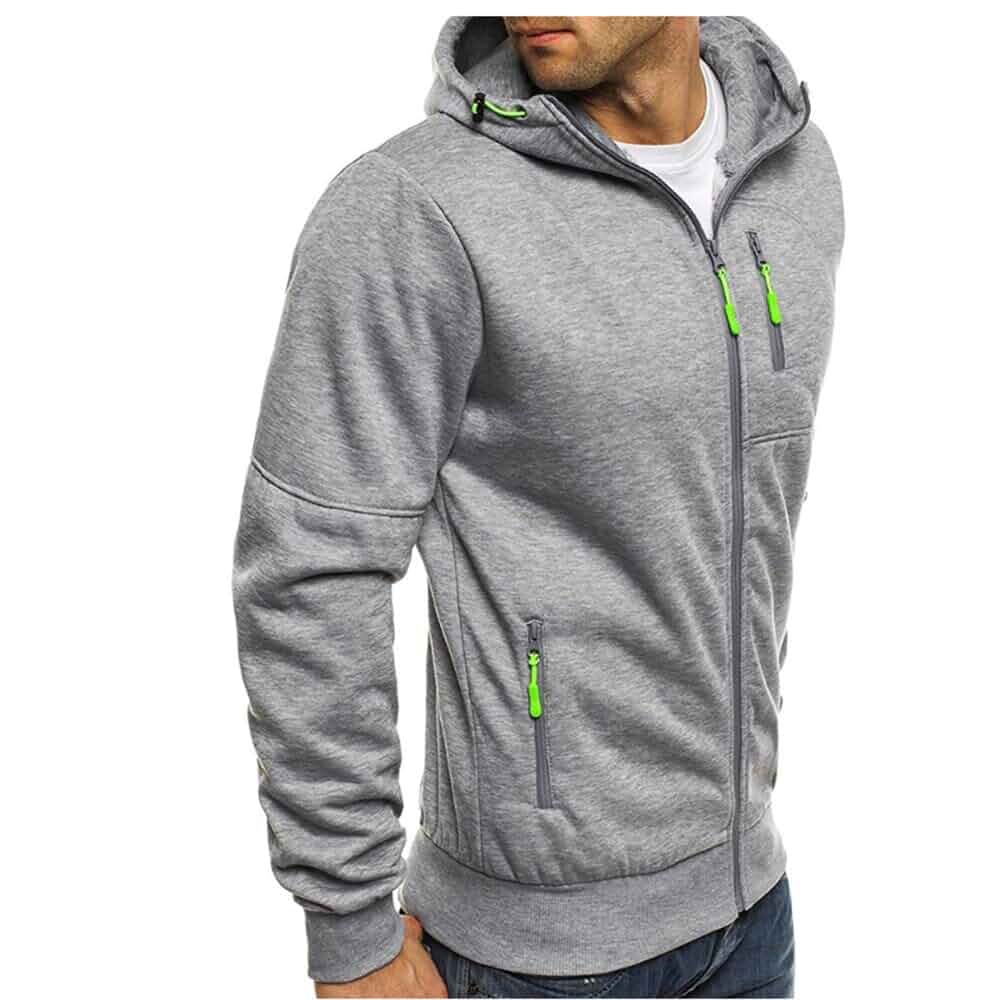 Men Hoodies Casual Hoodies for Men with Zip Pockets Full Zip Long Sleeve Sweatshirt Sports Hooded Jacket Regular