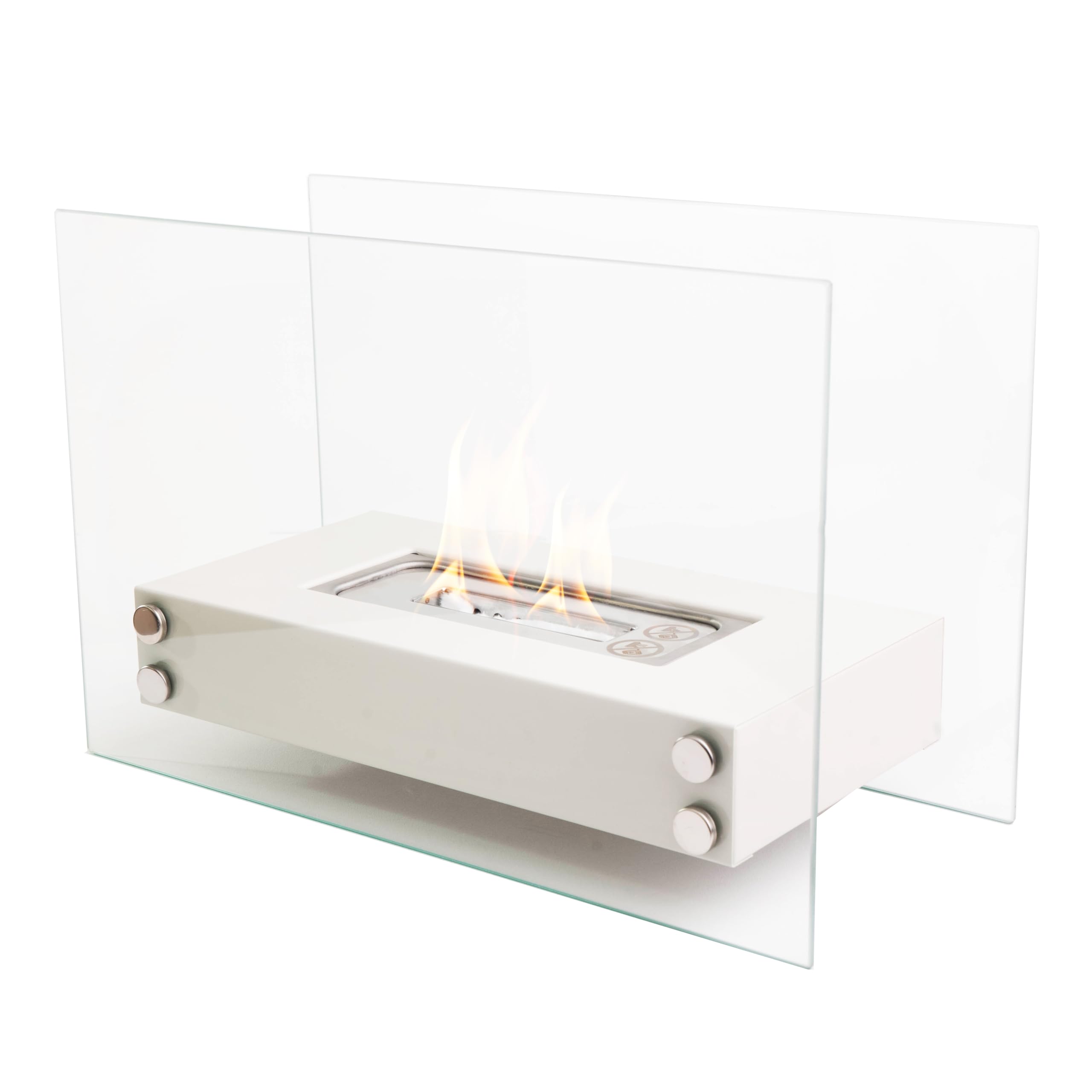 Bio Ethanol Fireplace Indoor Outdoor Camping Glass Top Burner Fire Scala 2 (White)
