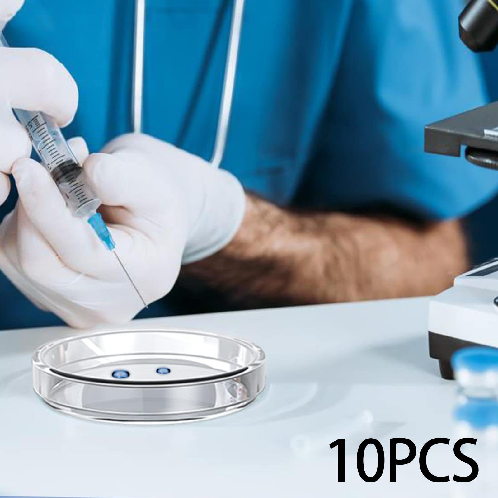 10 Piezas Placas Petri Vidrio con Tapa Platos de Cultivo Placas para Inoculación Borosilicato Termorresistente Adecuado para Proyectos de Ciencias Edu, 90 mm