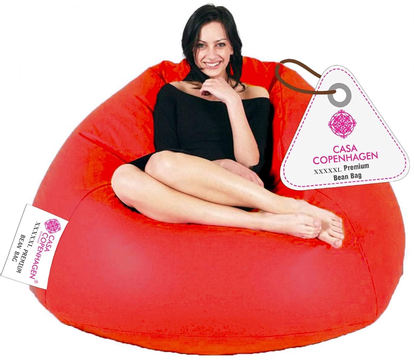 Casa Copenhagen Premium Leather Bean Bag Chair, Filled with Beans | Capacity: Upto 7 Ft Height, 200 KG Weight | 5XL | Blood Red-image-40