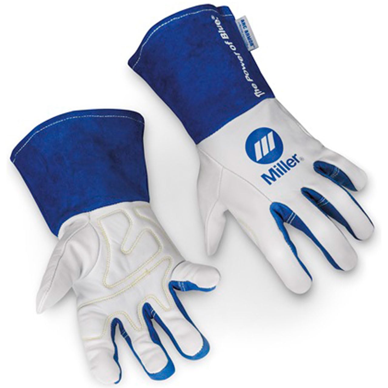 Miller Electric Welding Gloves, 3D, XL, Wing, 1WhiteBlue, PR