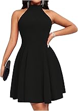 Milumia Women's Elegant Halter Dress Sleeveless Flared A Line Formal Short Dresses