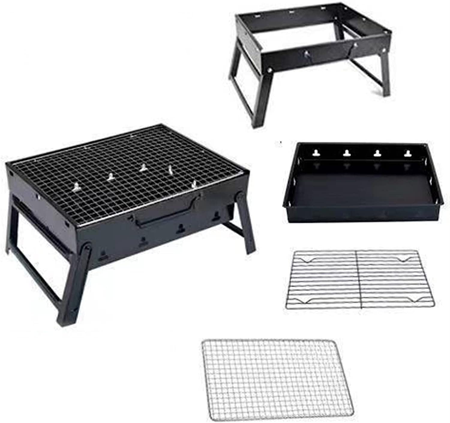 Grill a Gas 2 Pezzi Parrilla de barbacoa plegable portátil para exteriores, Picnic, Camping, Cucina, reunión Familiar, Jardin, Fiesta