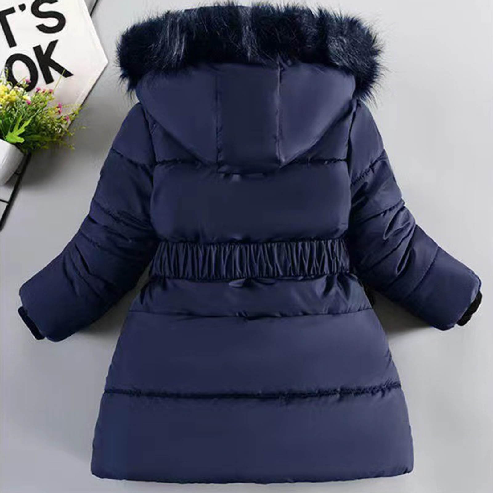 Abrigo cálido de invierno para niñas con capucha sintética con forro polar para clima frío